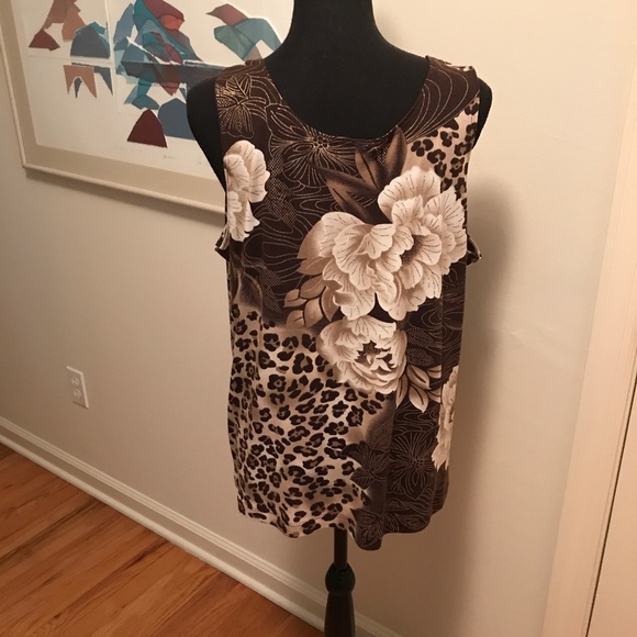 Chico’s Animal Print With Gold Metallic Threads Collarless Blazer/Jacket/Tank - Picture 6 of 8